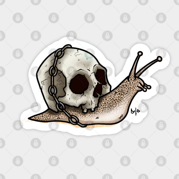 Snail and Skull Shell Tattoo Style Art Sticker by DiLoDraws